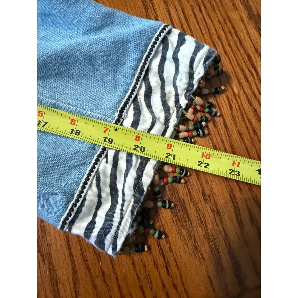 Nancy Bolen City Girl Vintage Denim Safari Set Tiger Giraffe Beaded Blue Sz 6 4